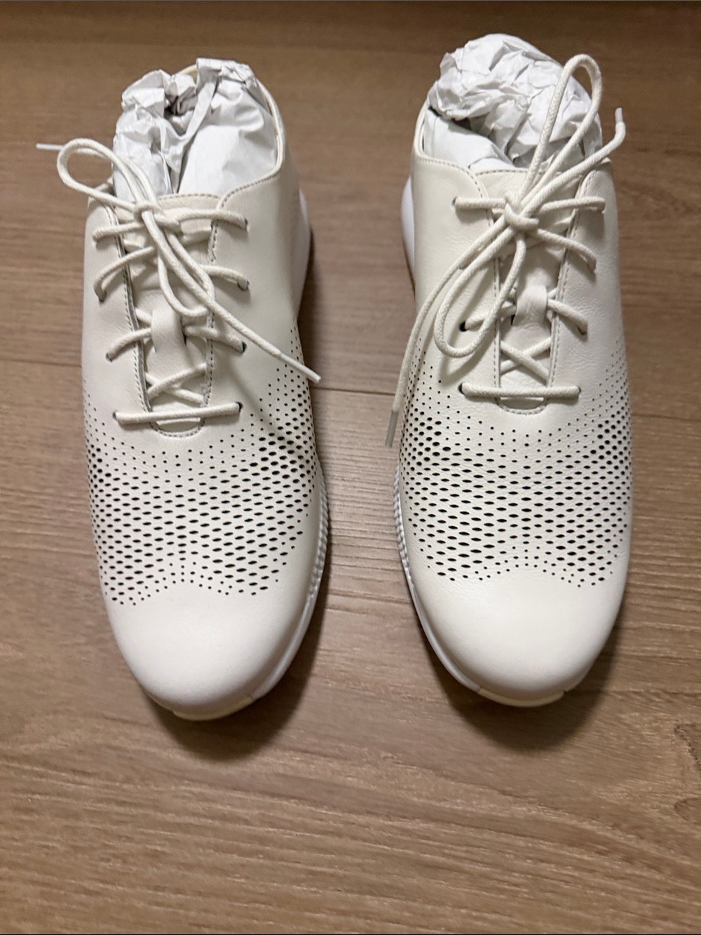 Cole Haan 2.0 zero grand laser wing Cream/White Perforated Leather Sneakers